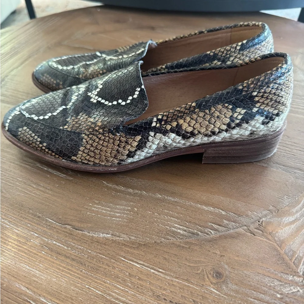 Madewell The Frances Loafer in Snake Animal Print Embossed Leather Shoes Size 7